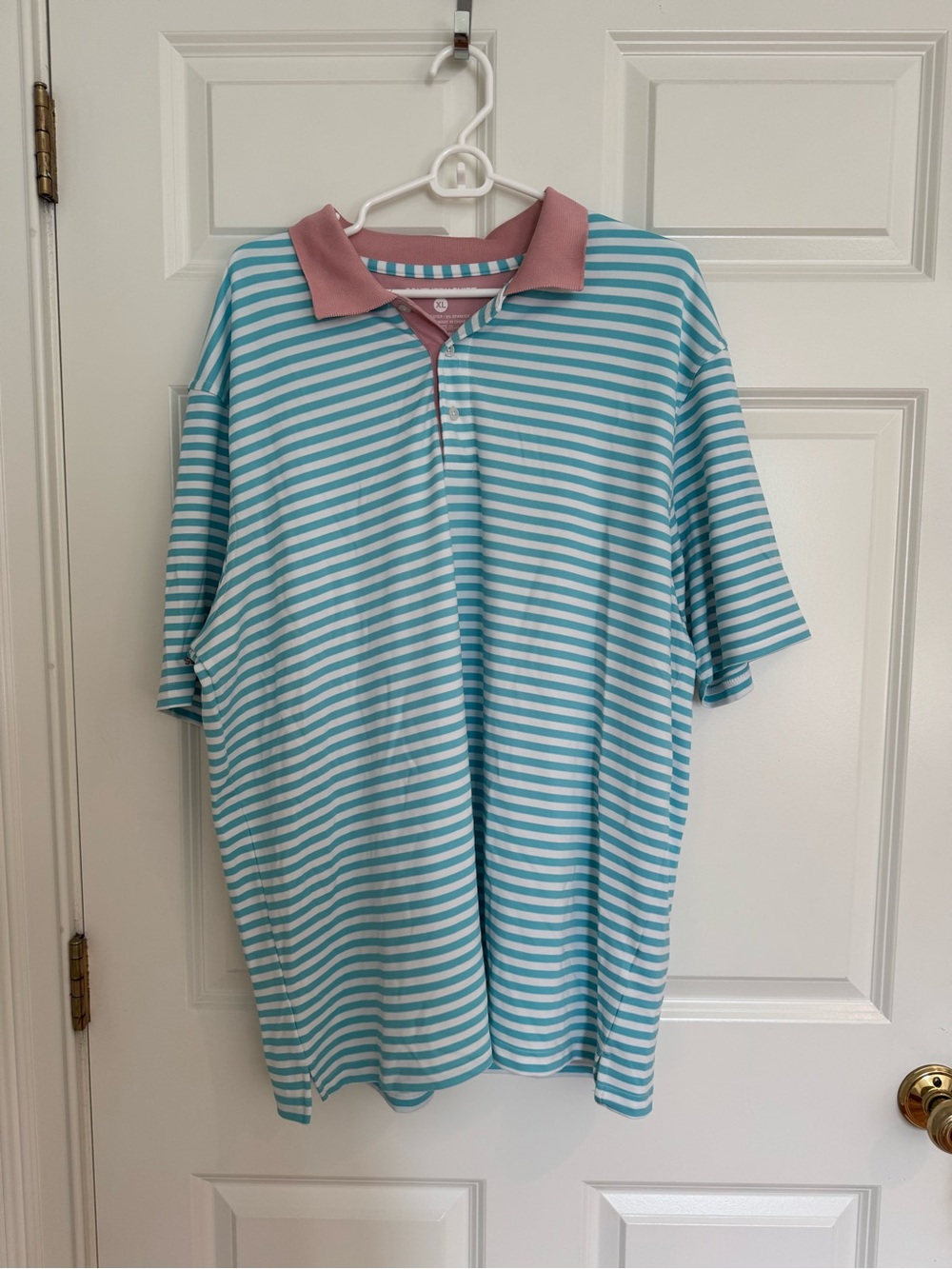 Striped Polo with Pink Collar